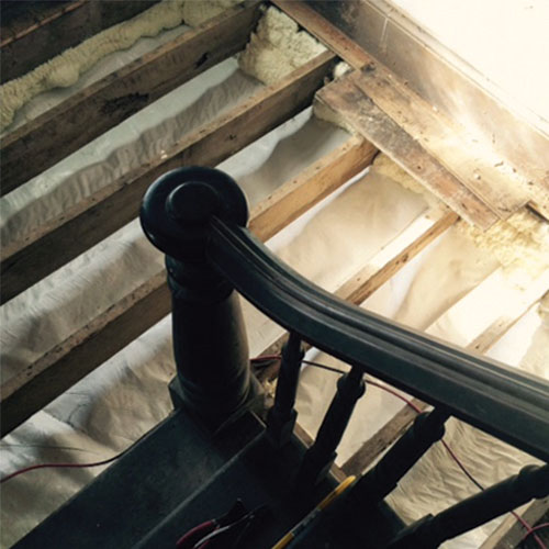 crawl space repair insulation by stairs