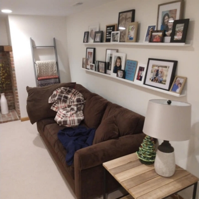 couch and furniture in basement